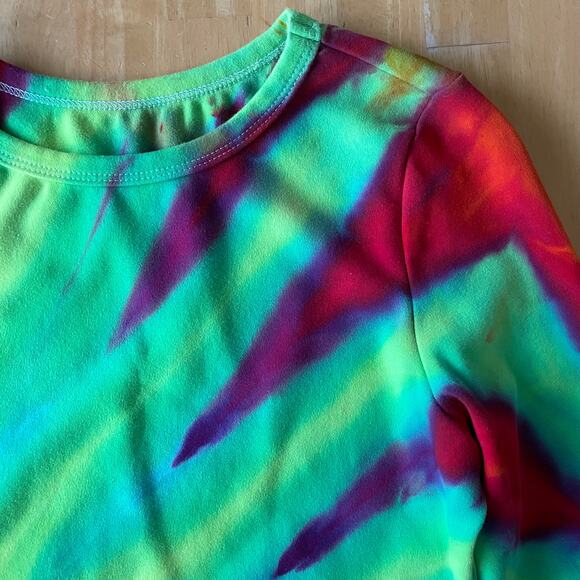 Ice Dyed Long-sleeve Dress - Tie Dye Hippie Boho Drippy Rainbow (Women's Medium) - Picture 9 of 10